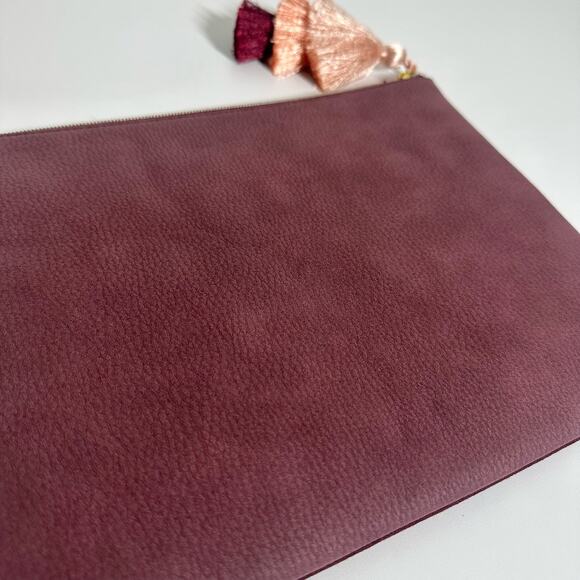 Stella and Dot Maroon Love Zipper Clutch Purse Boho Valentine's Day Bride - Picture 6 of 11